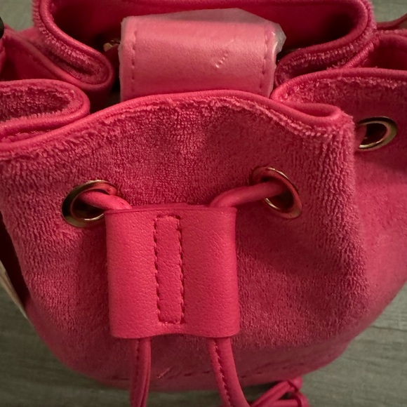 NWT Y2K Juicy Couture Pink Shoulder Beach Terry Cloth Bag with Drawstring - Picture 6 of 8